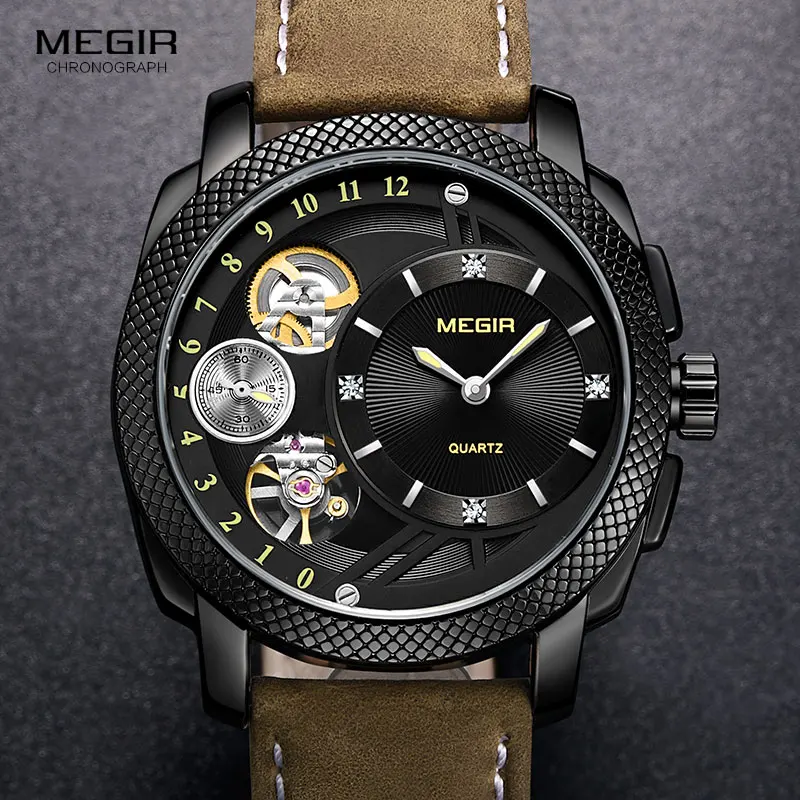 MEGIR Smart Quartz Watches for Men Fashion Casual Analogue Waterproof Wristwatch with Decorative Mechanical Movement 2091BKBN
MEGIR Smart Quartz Watches for Men Fashion Casual Analogue Waterproof Wristwatch with Decorative Mechanical Movement 2091BKBN