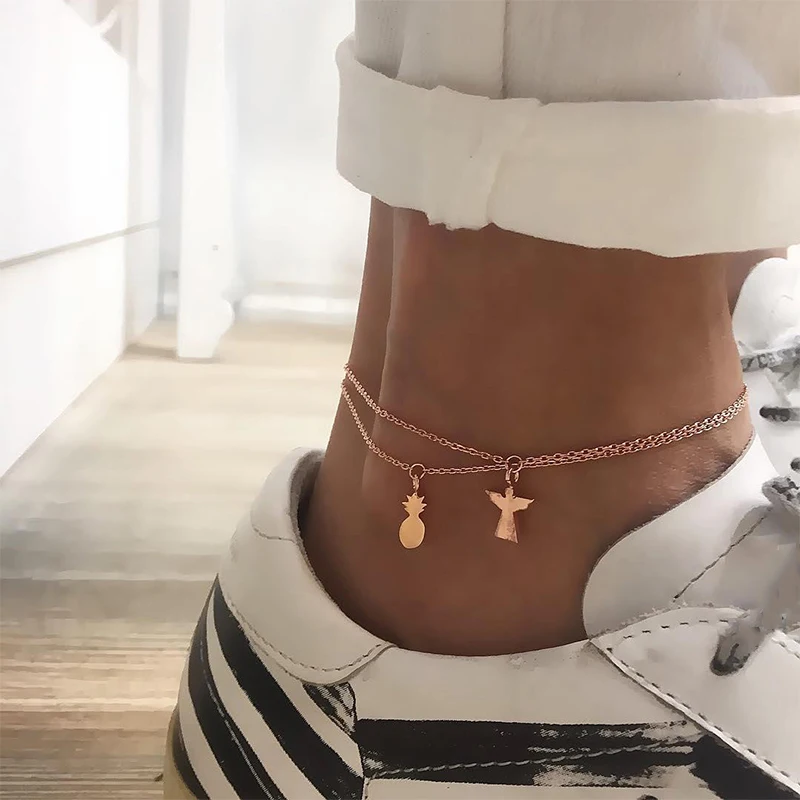 2 Pcs/ Set Women Multilayer Summer Creative Angel Pineapple Chain Pendant Gold Anklet Fashion Beach Clothing Jewelry Accessories
2 Pcs/ Set Women Multilayer Summer Creative Angel Pineapple Chain Pendant Gold Anklet Fashion Beach Clothing Jewelry Accessories