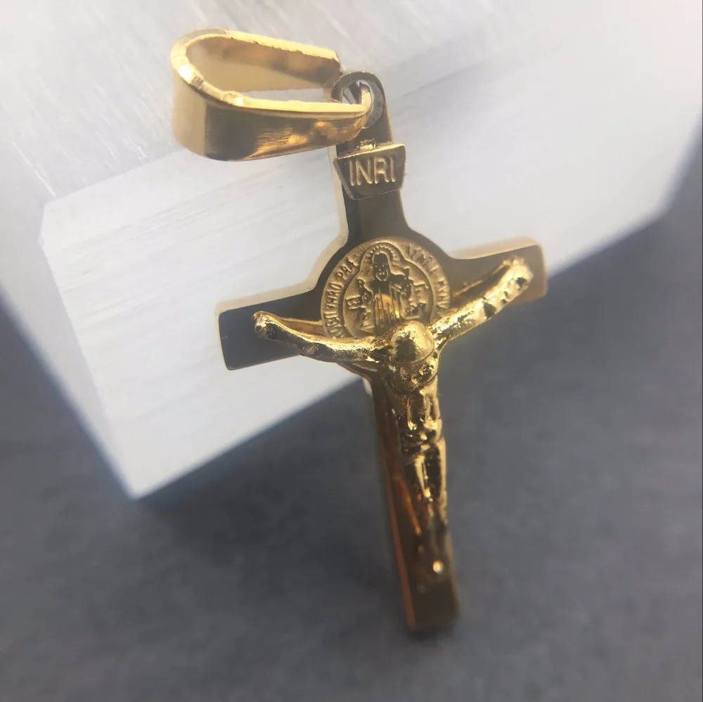 INRI Crucifix Cross pendant Necklace Gold Color Stainless Steel Chain For Men women Jewelry Jesus Piece 55cm long chain
INRI Crucifix Cross pendant Necklace Gold Color Stainless Steel Chain For Men women Jewelry Jesus Piece 55cm long chain