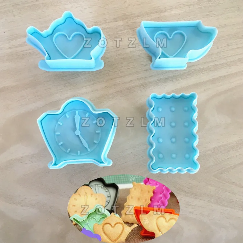 4 pcs/set Afternoon Tea Theme Plastic Cookie Cutters Coffee Pot Cup Clock Biscuit Shape Pastry Cake Mold Plunger Tools SLP143
4 pcs/set Afternoon Tea Theme Plastic Cookie Cutters Coffee Pot Cup Clock Biscuit Shape Pastry Cake Mold Plunger Tools SLP143