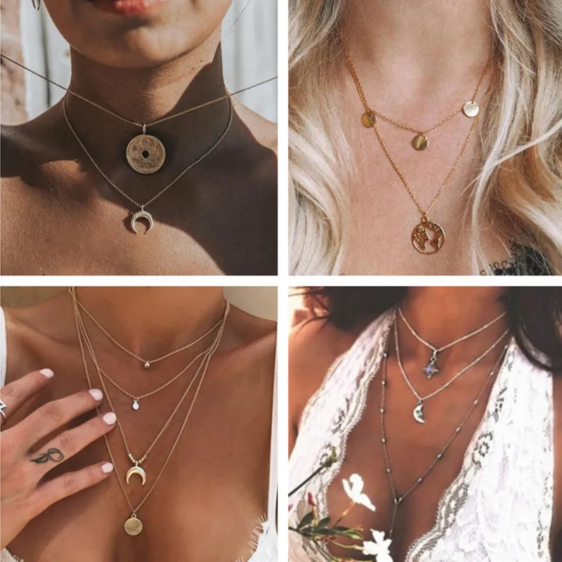 Seblasy Bohemia Multi Layer Feather Moon Flower Hamsa Hand Cross Chain Necklaces & Pendants for Women Punk Part Gifts Jewelry
Seblasy Bohemia Multi Layer Feather Moon Flower Hamsa Hand Cross Chain Necklaces & Pendants for Women Punk Part Gifts Jewelry