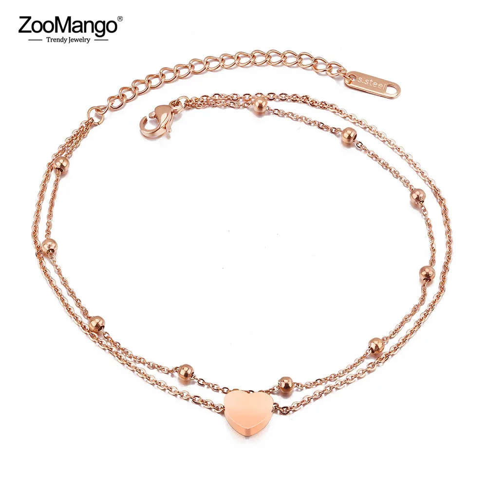 ZooMango Fashion Bohemia Double Layer Stainless Steel Heart Charm Anklets For Women Rose Gold Leg Bracelet Foot Jewelry ZA19026
ZooMango Fashion Bohemia Double Layer Stainless Steel Heart Charm Anklets For Women Rose Gold Leg Bracelet Foot Jewelry ZA19026