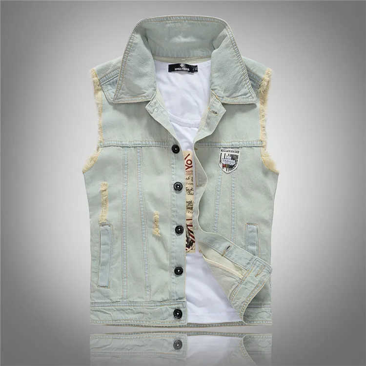 Spring Colete masculino Mens denim vest white Vintage Fashion Casual Gilet homme Slim Men's Colete jeans Sleeveless M-L-3XL
Spring Colete masculino Mens denim vest white Vintage Fashion Casual Gilet homme Slim Men's Colete jeans Sleeveless M-L-3XL