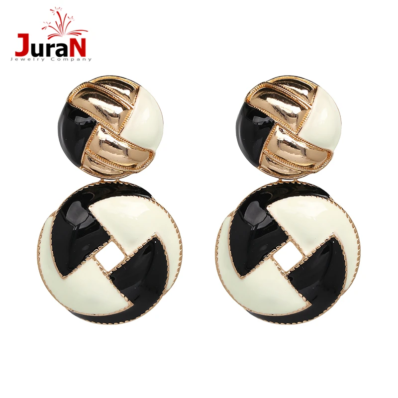 JURAN za new design black white and gold colors metal round earring for women fashion statement stud earring wholesale
JURAN za new design black white and gold colors metal round earring for women fashion statement stud earring wholesale