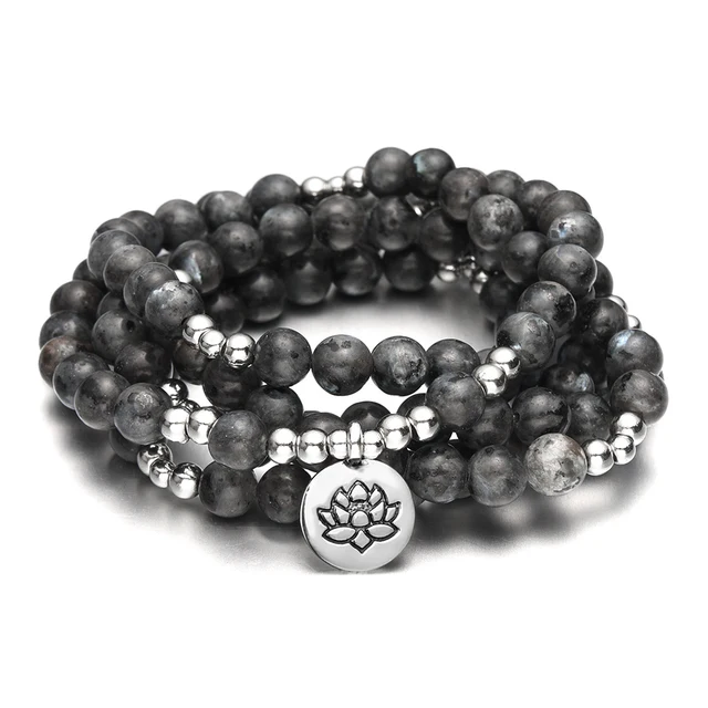 Bracelet ou Collier en Labrumen Fait à la Main pour Homme et Femme, Bouddhisme, Ronde, 108 Perles Mala, Ohm Annie, Bouddha, Yoga, Charme 1