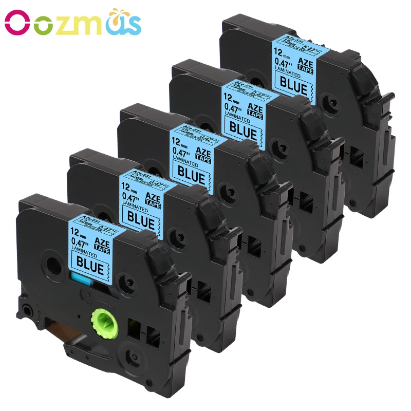 Oozmas 5 шт./лот 12 мм цвет черный/синий совместим с Brother P Touch TZ531 TZe531 этикетка для