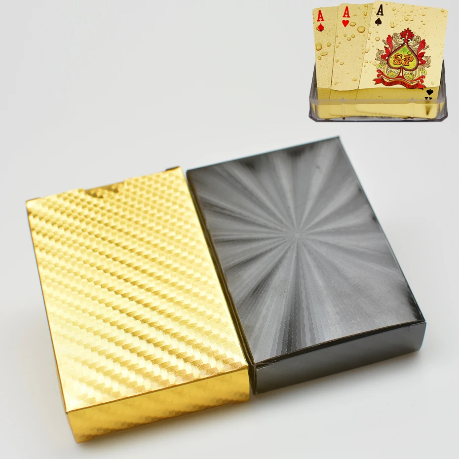 

2 Sets/Lot Waterproof Black Gold Playing Cards Limited Edition Collection Diamond Poker Cards Creative Gift Party Fun Games