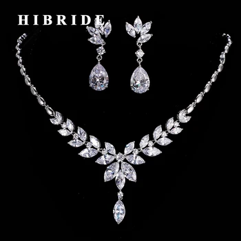HIBRIDE Newest Design Clear Crystal CZ Stone Female Jewelry Set Romantic Bridal Necklace And Earring Sets For Women N-192
HIBRIDE Newest Design Clear Crystal CZ Stone Female Jewelry Set Romantic Bridal Necklace And Earring Sets For Women N-192