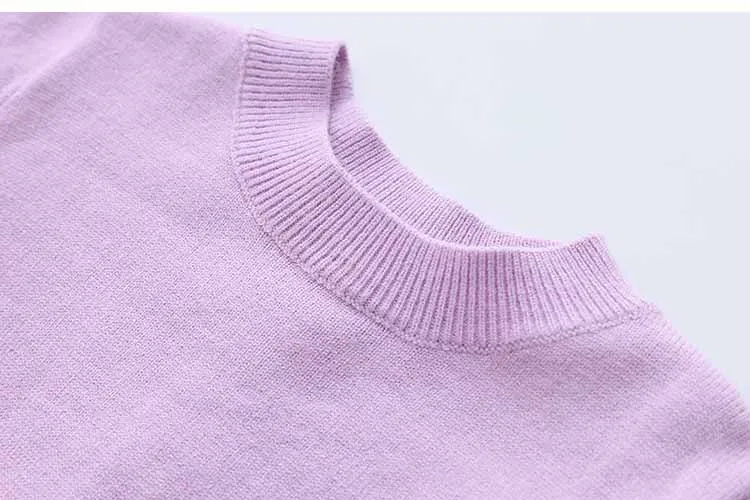 2018 Autumn Spring 2-10 Years Old Gift Children'S Clothing O-Neck Long Sleeve Candy Color Knitted Kids Baby Girls Sweater (28)