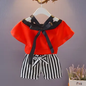 Summer Baby Girls Clothes Fashion Short Sleeve Off-shoulder T-shirt Tops+Stripe Shorts Suits Casual Outfits Sets 2019
Summer Baby Girls Clothes Fashion Short Sleeve Off-shoulder T-shirt Tops+Stripe Shorts Suits Casual Outfits Sets 2019