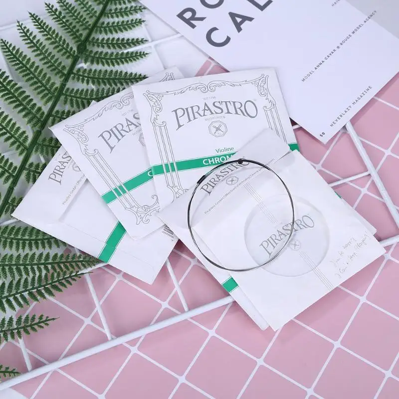 4pcs/set E/A/D/G string Chrome Steel Pirastro Tonica Violin Strings for 4/4 Violin Accessories Green Silver - Violin Use Violin Strings Chromocor violin string (319020) Chrome steel string tail is spherical 4/4 adult piano Green + Silver 100mm*100mm*1mm 21g 26g