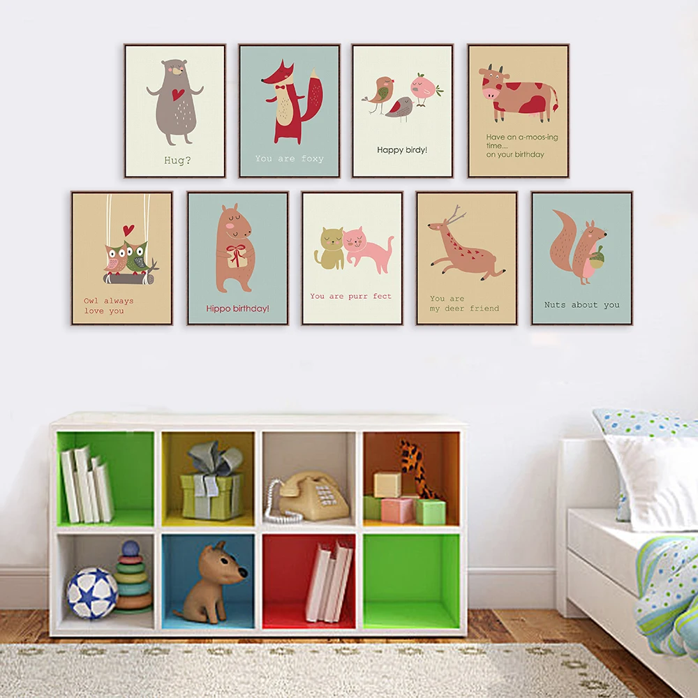 Warm Words Cute Cartoon Animals A4 Art Prints Poster Funny Quotes Wall Pictures Canvas Painting Not Framed Kids Room Decor Art Print Poster Wall Picturesprint Poster Aliexpress