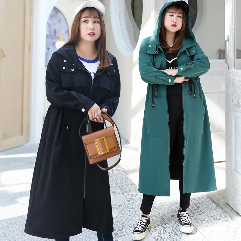 Plus Size Casual LongTrench Coat for Women Adjustable Waist Hooded Ladies Windbreaker Loose Zipper Black Designer Fall Coat
Plus Size Casual LongTrench Coat for Women Adjustable Waist Hooded Ladies Windbreaker Loose Zipper Black Designer Fall Coat