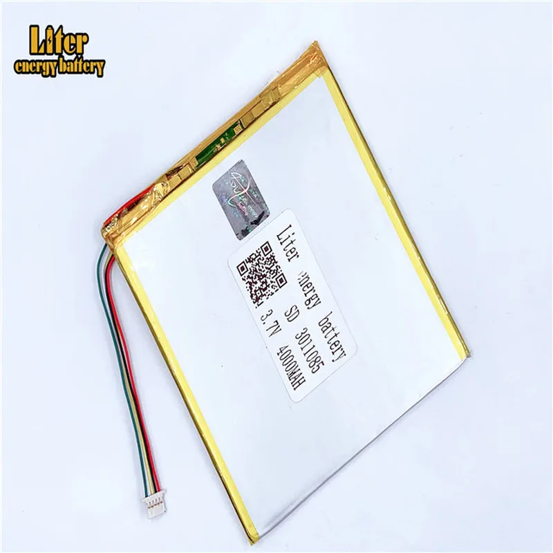 1.0MM 5pin connector 3.7v 3011085 4000mah Polymer Lithium Li-Po Rechargeable Battery For MP5 GPS DVD E-book Tablet PC
1.0MM 5pin connector 3.7v 3011085 4000mah Polymer Lithium Li-Po Rechargeable Battery For MP5 GPS DVD E-book Tablet PC