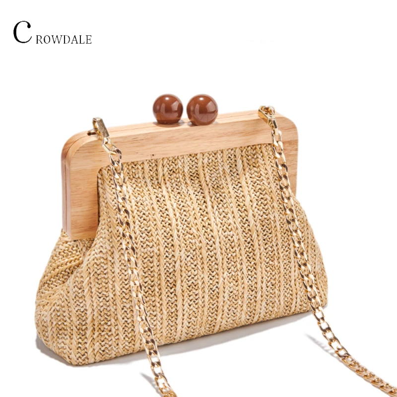 CROWDALE Retro Woven Straw Bag Wooden Top Handle Clip Bag Buckle Women Shoulder Messenger Bag Clutch Purse Fashion Lady Handbag
CROWDALE Retro Woven Straw Bag Wooden Top Handle Clip Bag Buckle Women Shoulder Messenger Bag Clutch Purse Fashion Lady Handbag