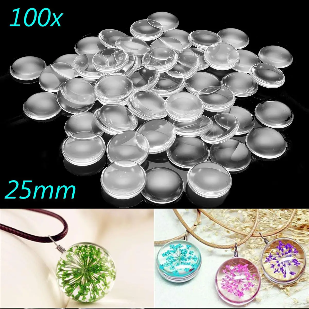 100pcs 25mm Clear Round Glass Cabochon Flatback Domed Magnifying Pendant Tray Setting Base DIY Jewelry Findings Accessories
100pcs 25mm Clear Round Glass Cabochon Flatback Domed Magnifying Pendant Tray Setting Base DIY Jewelry Findings Accessories
