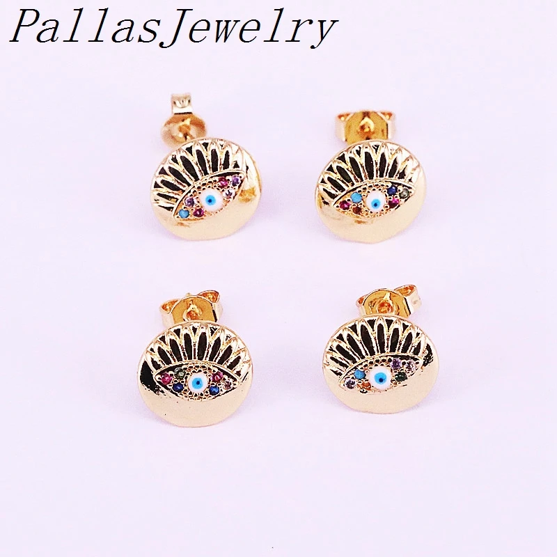 10Pairs Gold Filled Fashion Multi Zirconia CZ Micro Pave Round Eye Design Stud Earring For Women Lady 
10Pairs Gold Filled Fashion Multi Zirconia CZ Micro Pave Round Eye Design Stud Earring For Women Lady