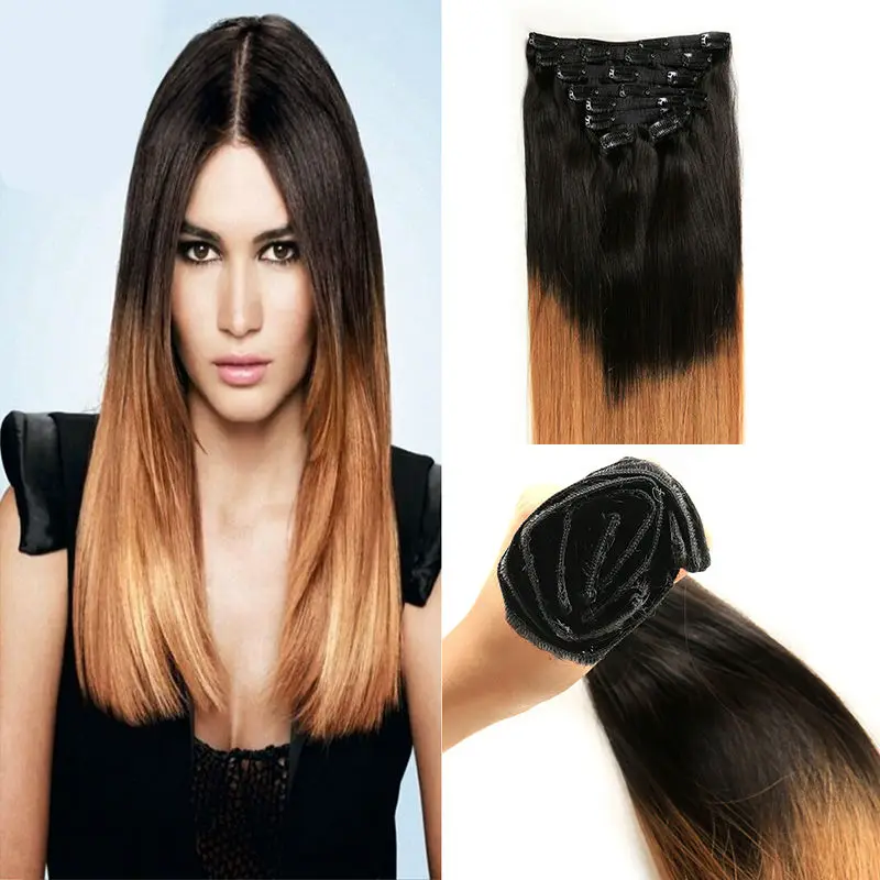 Long Straight Human Hair Clip In Extensions 100% Brazilian Hair Clip In Extensions 100-140g 10pcs/set Human Hair Clip Ins