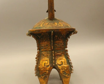 13"Ancient China Chinese Dynasty Palace Bronze Gild Dragon Beast Ding Burner Cen
13"Ancient China Chinese Dynasty Palace Bronze Gild Dragon Beast Ding Burner Cen