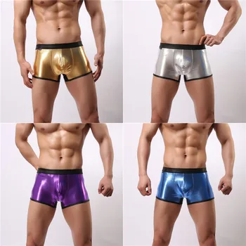 4PCS/Lot Sexy Mens Underwear Boxer Patent Leather Wetlook Shinny Trunks Cool Underpants Shorts Shiny Leather Boxers for Male
4PCS/Lot Sexy Mens Underwear Boxer Patent Leather Wetlook Shinny Trunks Cool Underpants Shorts Shiny Leather Boxers for Male