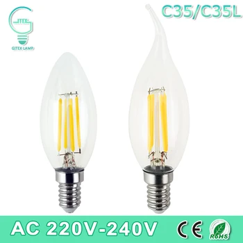 Dimmable LED Edison C35/C35L E14 LED Candle Light Filament Retro Clear Lamp 2W 4W 6W 220V 240V Cold/Warm White for Chandelier
Dimmable LED Edison C35/C35L E14 LED Candle Light Filament Retro Clear Lamp 2W 4W 6W 220V 240V Cold/Warm White for Chandelier