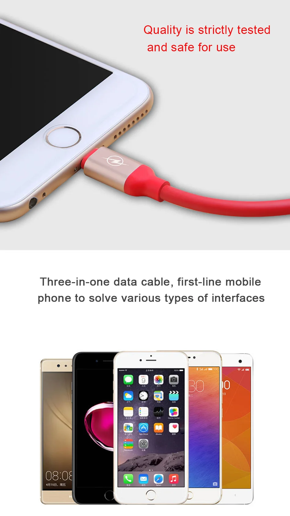 NOHON Micro USB Type-C 8 pin 3 2 in 1 Charger Cord For iPhone 7 8 6 6S Plus X iOS Android For Samsung Xiaomi Fast Charger Cables (8)