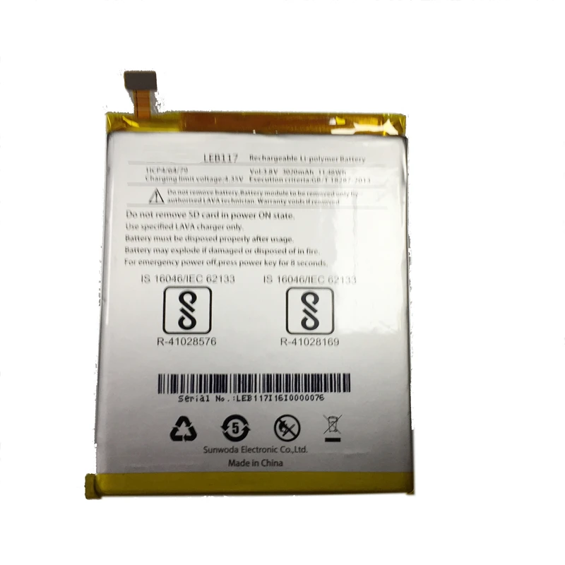 YKaiserin Stable Voltage Polymer Li-ion Battery For LAVA LEB117 LEB117 3020mAh Powerful Mobile Phone Replacement Battery
YKaiserin Stable Voltage Polymer Li-ion Battery For LAVA LEB117 LEB117 3020mAh Powerful Mobile Phone Replacement Battery