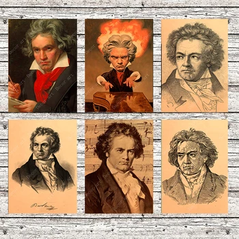 German Musician Beethoven Canvas Painting Vintage Wall Pictures Kraft Poster Coated Wall Stickers Home Decoration Gift
German Musician Beethoven Canvas Painting Vintage Wall Pictures Kraft Poster Coated Wall Stickers Home Decoration Gift