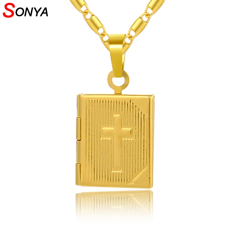 SONYA Small Size Holy Bible Cross Locket Necklace Gold Color Jewelry Memory Photo Locket Necklaces Pendants For Women/Men Gift
SONYA Small Size Holy Bible Cross Locket Necklace Gold Color Jewelry Memory Photo Locket Necklaces Pendants For Women/Men Gift