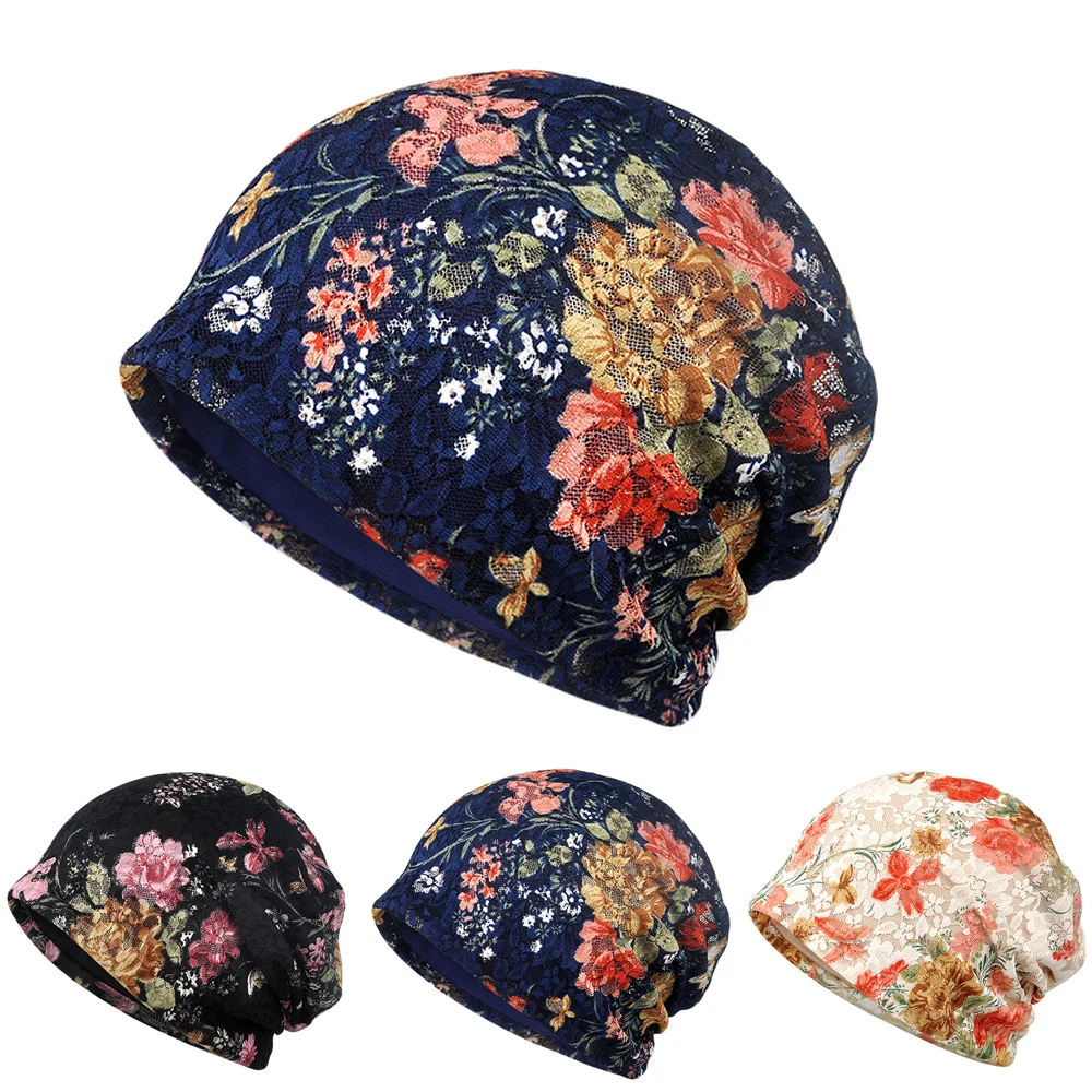 

Women Ladies Elegant Floral Beanie Cap Hat Casual Stylish Lace Flower Hat HATRX0012