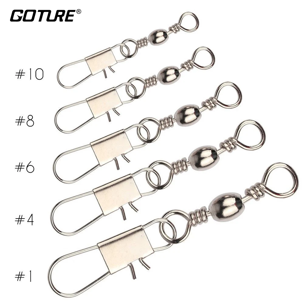 Goture 100pcs/lot Fishing Swivels #1/0, #4/0,#1,#4,#6,#7,#8,#10,#12,#16 Barrel Swivel Interlock Snap Fishing Hook Accessories
Goture 100pcs/lot Fishing Swivels #1/0, #4/0,#1,#4,#6,#7,#8,#10,#12,#16 Barrel Swivel Interlock Snap Fishing Hook Accessories