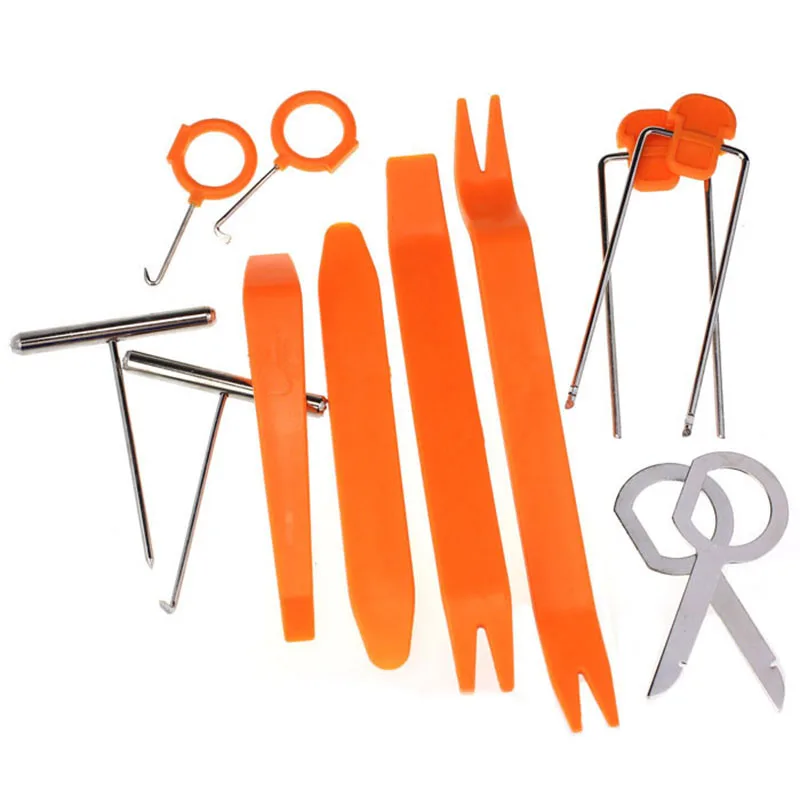 12Pcs Universal Plastic Steel Car Radio Door Clip Panel Removal Pry Repair Tool