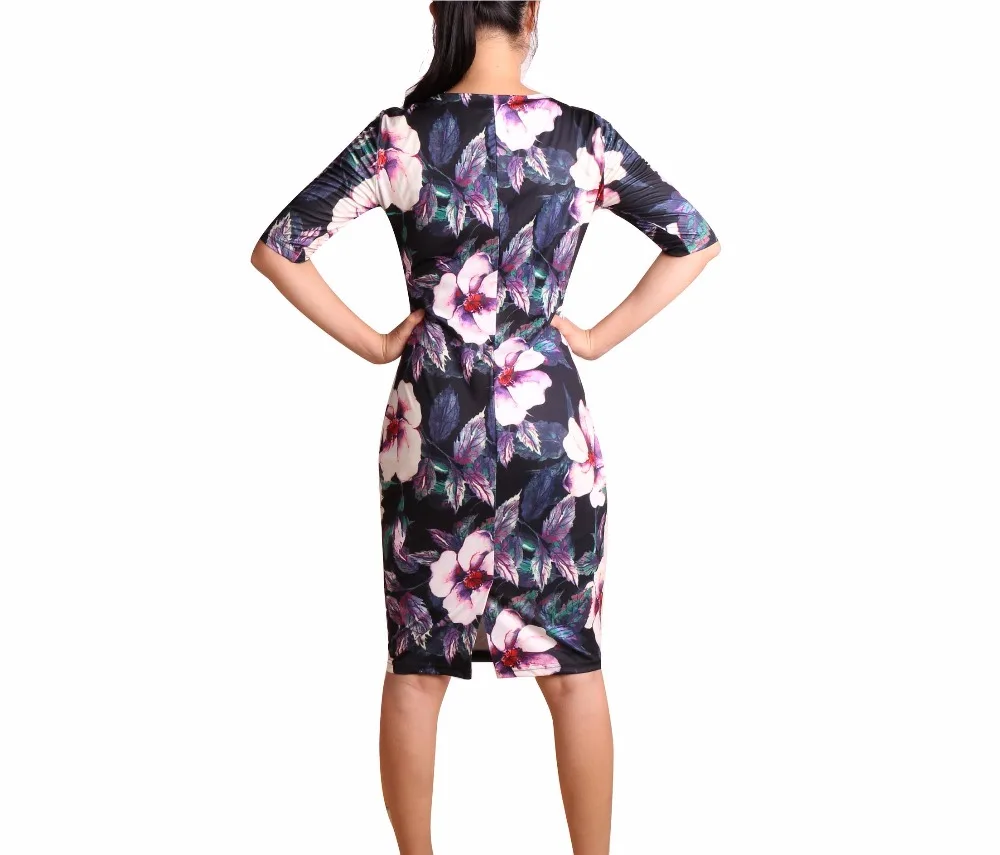  Elegant Floral Print Work Dress