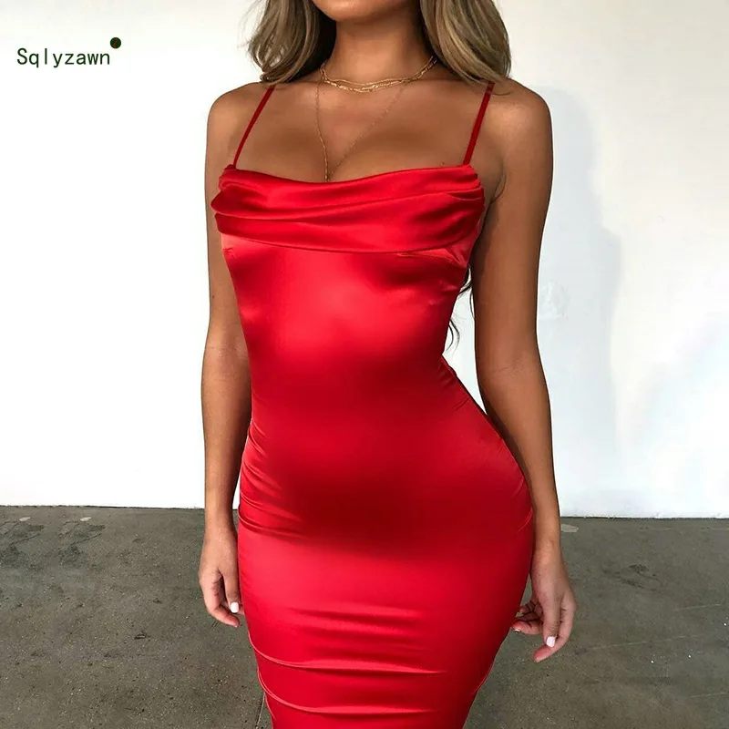 Красное Атласное Платье Короткое