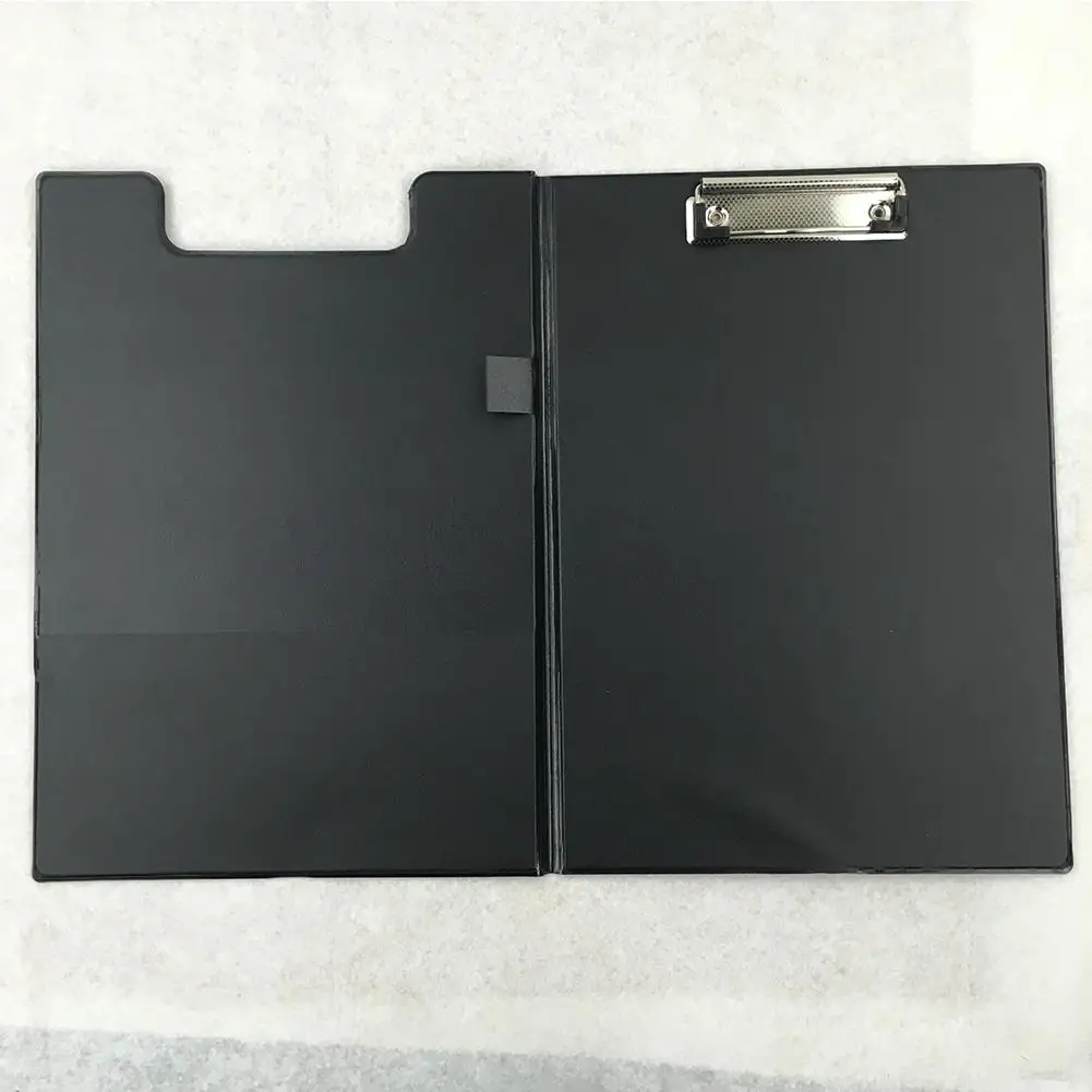 A4 Black Fold Over Clipboard Solid Office PVC Document Holder Filing Clip Board Paper Hand Note Hard