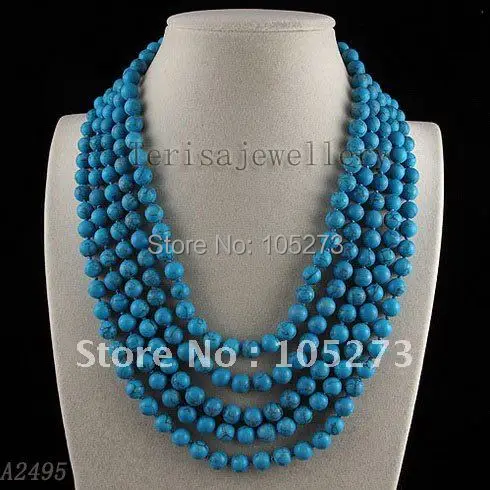 Charming!5rows blue turquoise necklace size:8mm length:18''-23''inchs fashion woman's jewelry Wholesale free shipping A2495
Charming!5rows blue turquoise necklace size:8mm length:18''-23''inchs fashion woman's jewelry Wholesale free shipping A2495