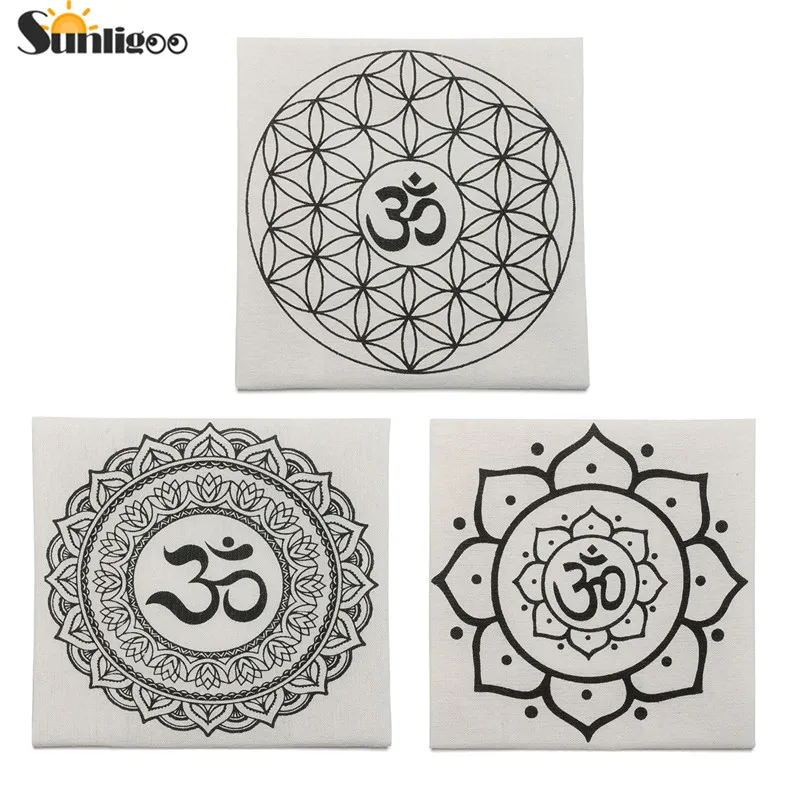 

Sunligoo Flower of Life/Cotton Cloth Lotus with OM Symbol Sacred Geometry Crystal Grid Altar Cloth, Healing Spiritual Reiki Meta