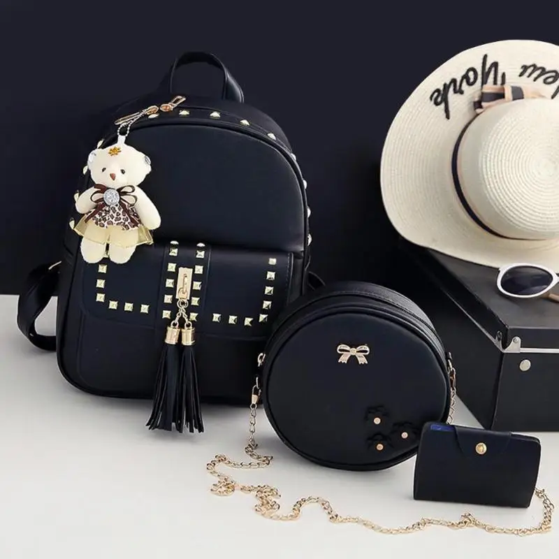 3pcs/Set Rivet Tassel Backpack PU Leather Composite Bag Student Shoulder Bags Women Travel Rucksack Mochila Feminina
3pcs/Set Rivet Tassel Backpack PU Leather Composite Bag Student Shoulder Bags Women Travel Rucksack Mochila Feminina