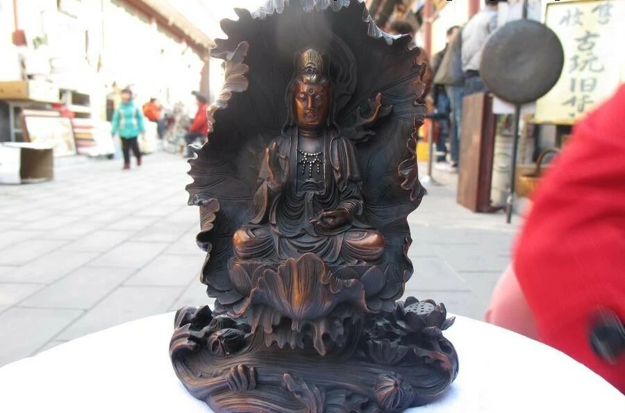 Chinese exquisite Red Bronze carve South Sea Kwan-Yin Bodhisattva Buddha Statue
Chinese exquisite Red Bronze carve South Sea Kwan-Yin Bodhisattva Buddha Statue