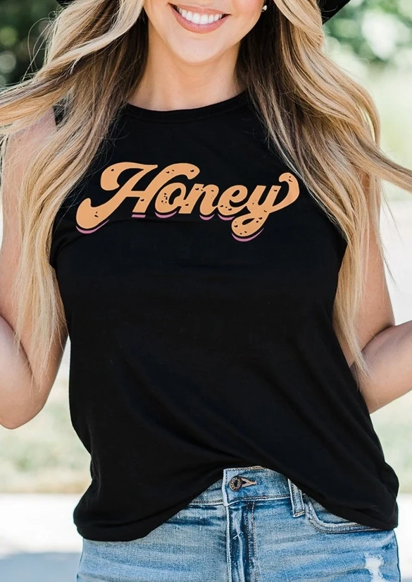 2019 Fashion Women Tank Tops Honey Letter Print O-Neck Black Casual Tank Female Summer Sleeveless Funny Tops Ladies Tops Tee
2019 Fashion Women Tank Tops Honey Letter Print O-Neck Black Casual Tank Female Summer Sleeveless Funny Tops Ladies Tops Tee