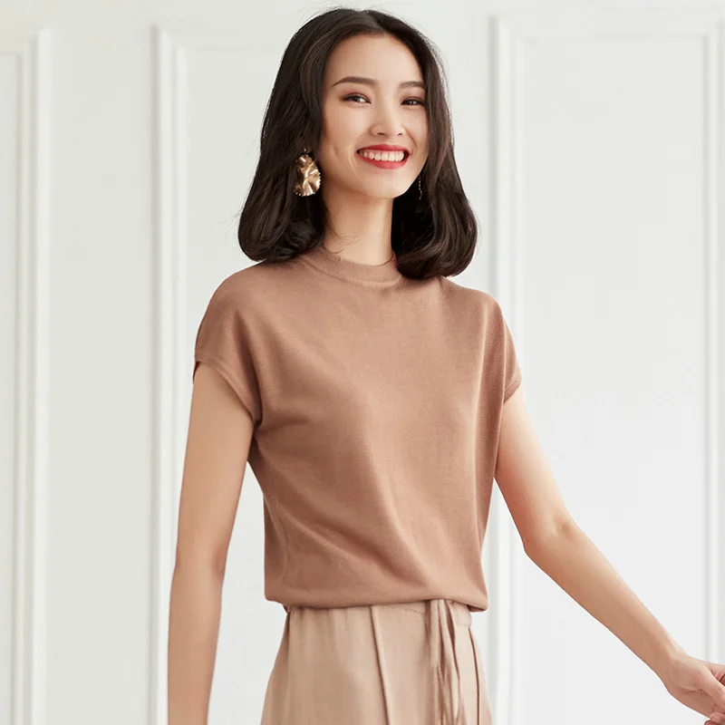 2019 summer new style collar ice silk sweater women's sleeveless thin bottoming shirt temperament slim pullover shirt
2019 summer new style collar ice silk sweater women's sleeveless thin bottoming shirt temperament slim pullover shirt