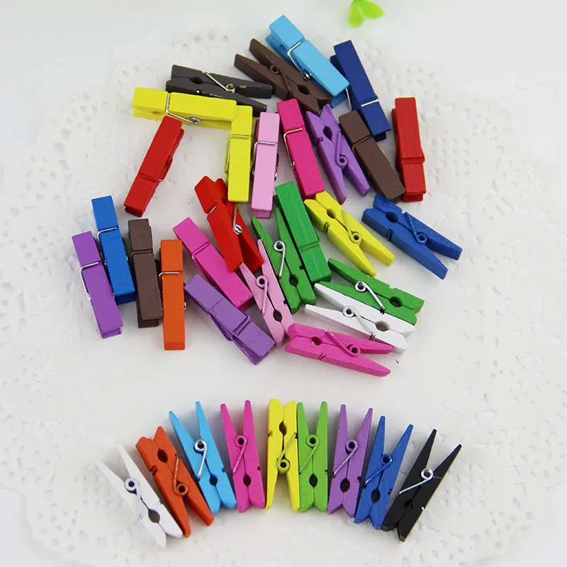 

20pcs Random Mini Colored Spring Wood Clips Clothes Photo Paper Peg Pin Clothespin Craft Clips Party Decoration