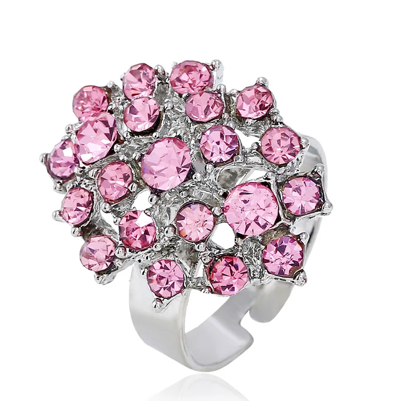 Exaggerated Silver Color Pink Rhinestone Hollow Chunky Adjustable Wedding Rings for Women Men Fashion Jewelry
Exaggerated Silver Color Pink Rhinestone Hollow Chunky Adjustable Wedding Rings for Women Men Fashion Jewelry
