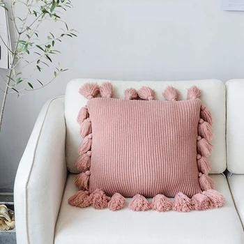Knitted Pillow Covers Solid Color Square Pillow Case Soft For Sofa Bed Nursery Room Cushion Case Tassels Knitting Pillowcase
Knitted Pillow Covers Solid Color Square Pillow Case Soft For Sofa Bed Nursery Room Cushion Case Tassels Knitting Pillowcase