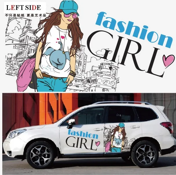 LEFT SIDE Full Body Car Stickers Tailor-made Camouflage Vinyl Decoration Spray Paint Fashion Girl Cartoon | Автомобили и