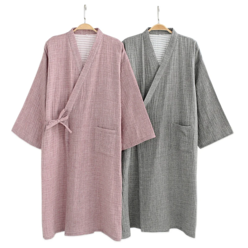 Spring 100% crape cotton kimono robes men simple male bathrobes long sleeve SPA casual Washed cotton Japanese robes for male
Spring 100% crape cotton kimono robes men simple male bathrobes long sleeve SPA casual Washed cotton Japanese robes for male