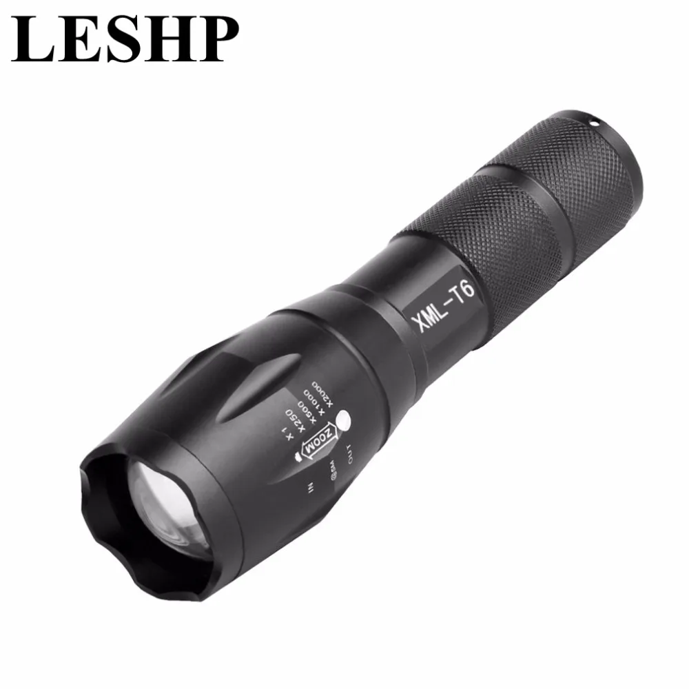 LESHP XM-L T6 5000LM Aluminum Waterproof Zoomable CREE 5 Mode LED Flashlight Torch light for 18650 Rechargeable Battery or AAA 
LESHP XM-L T6 5000LM Aluminum Waterproof Zoomable CREE 5 Mode LED Flashlight Torch light for 18650 Rechargeable Battery or AAA