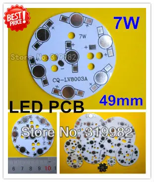 

30pcs/lot, 7W LED PCB, 49mm for 7pcs LEDs, aluminum plate base, Aluminum PCB, Printed Circuit Boards, high power 7W LED DIY PCB