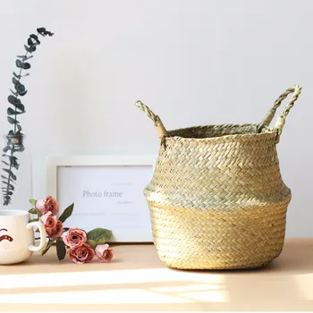 Flower Storage Seagrass Basket pot Seagrass Rattan Laundry Basket Folding Woven Clothes Toy Sundries Home Storage Baskets
Flower Storage Seagrass Basket pot Seagrass Rattan Laundry Basket Folding Woven Clothes Toy Sundries Home Storage Baskets