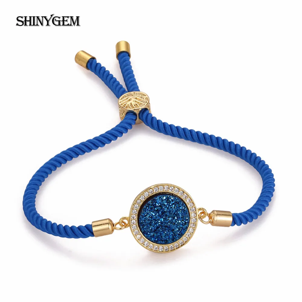 ShinyGem Fashion Crystal Charm Bracelet Gold Plating Big Round Natural Druzy Stone Bracelet PU Leather Braid Bracelets For Women
ShinyGem Fashion Crystal Charm Bracelet Gold Plating Big Round Natural Druzy Stone Bracelet PU Leather Braid Bracelets For Women